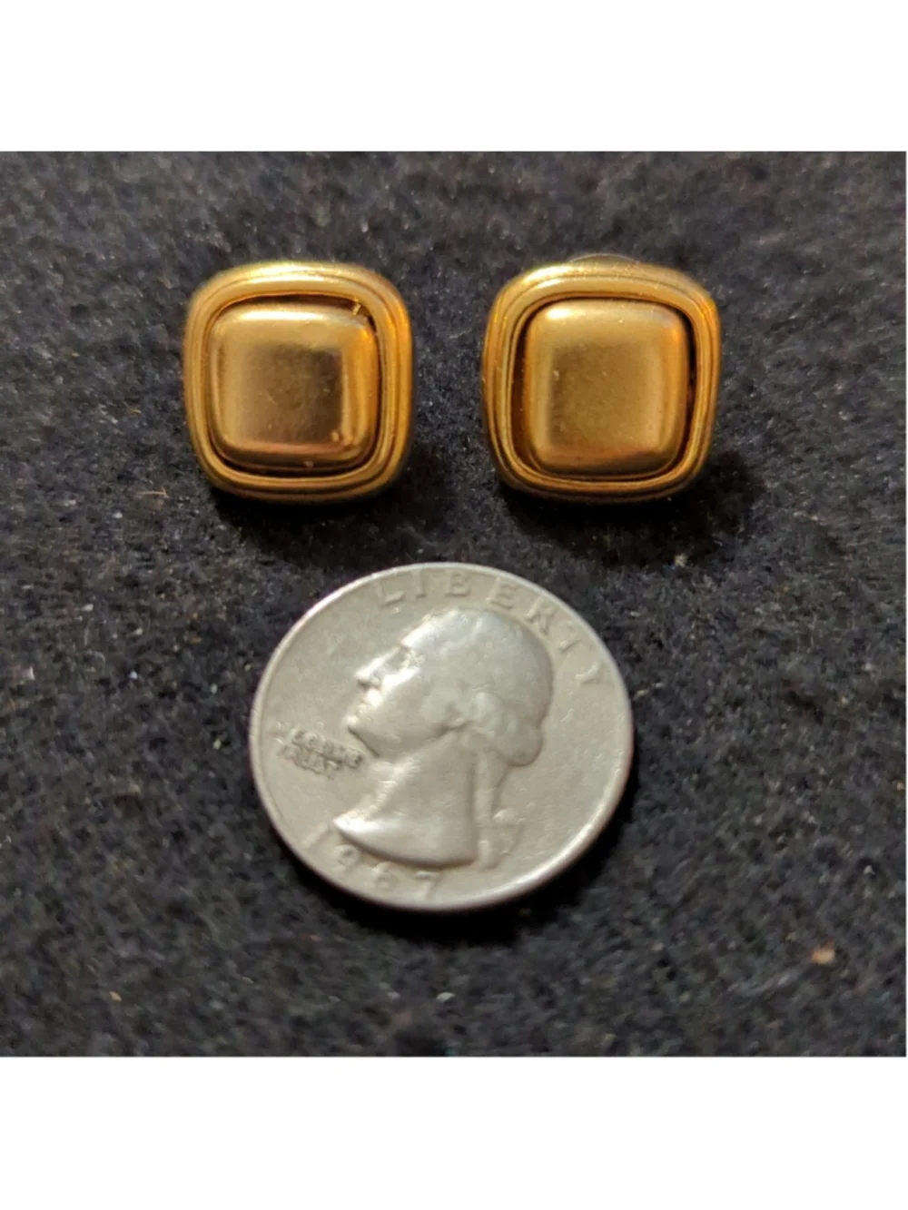Gold Tone Rounded Square Stud Statement Earrings
